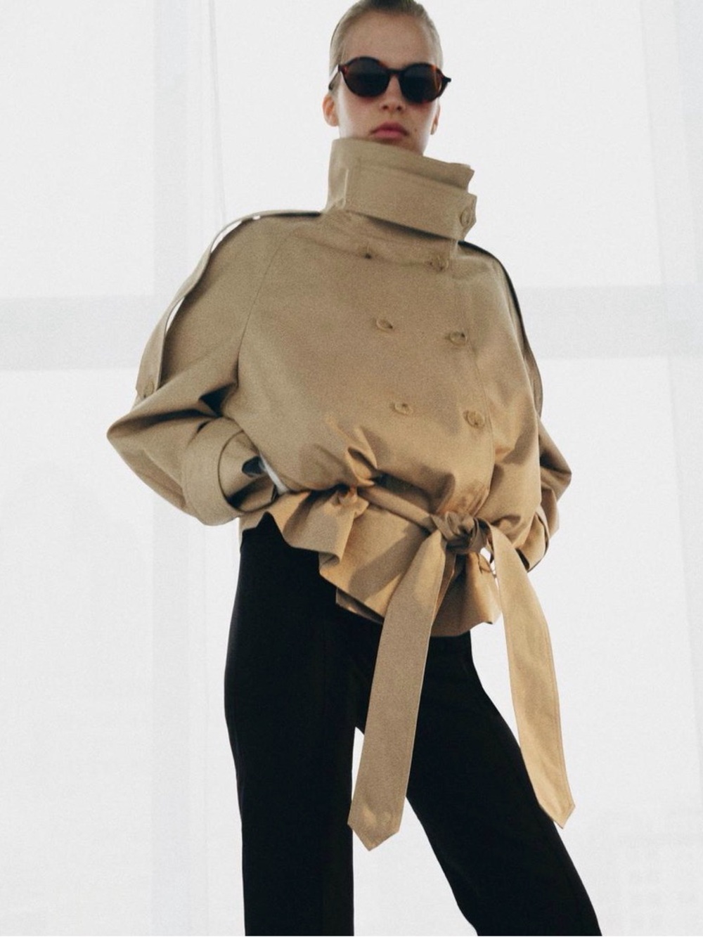 NWT ZARA SHORT HIGH NECK TRENCH COAT ZW COLLECTION SIZE M